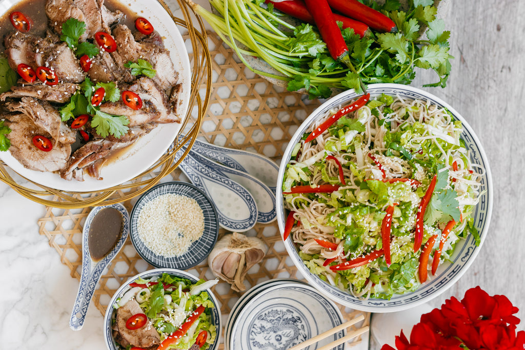 char siew pork and soba noodles